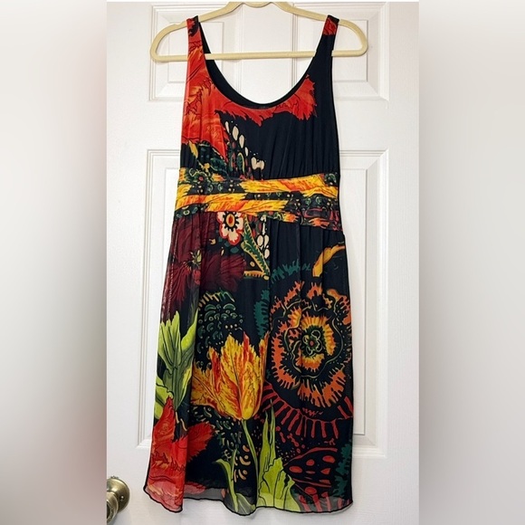 Desigual Christian Lacroix Black Mesh Dress Size L Floral ASO Katie Holmes - Picture 3 of 16